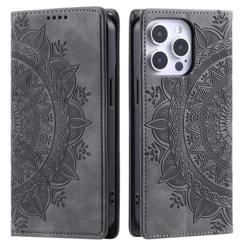 Flip Case Für iPhone 16 Pro Mandala-wildleder-effekt