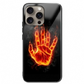 Hülle iPhone 16 Pro Handyhülle Hand On Fire Gehärtetes Glas