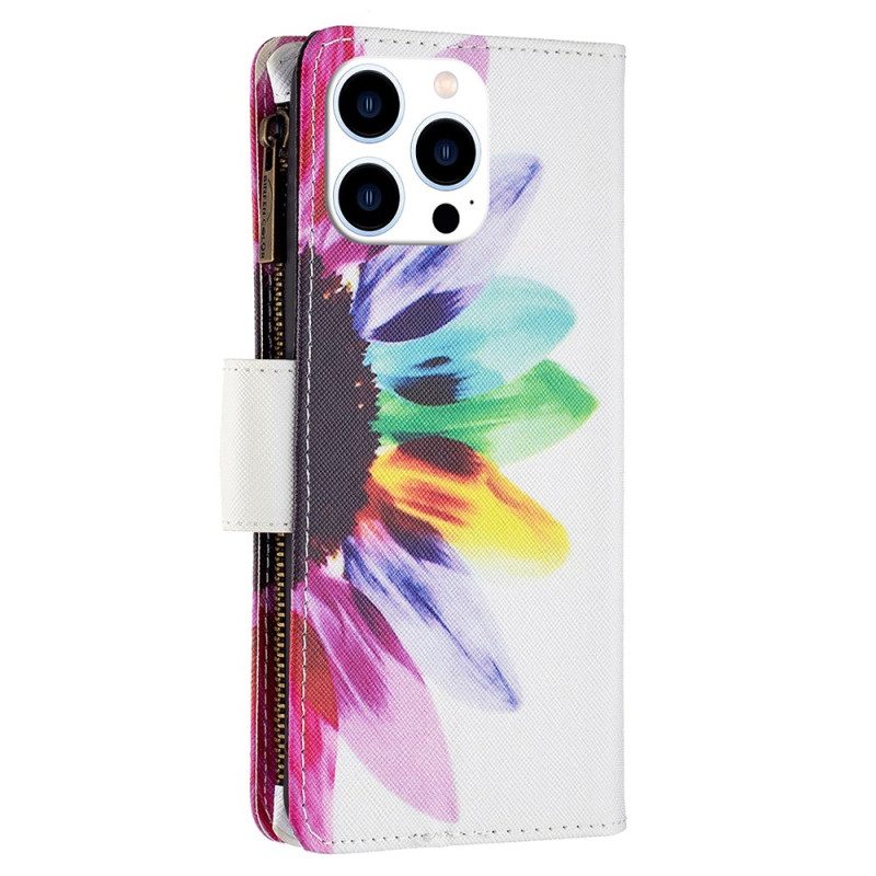 Lederhüllen Für iPhone 16 Pro Aquarell-blumen-geldbörse