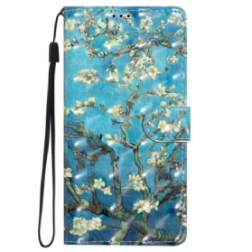 Lederhüllen iPhone 16 Pro Blumenkunst Mit Riemen