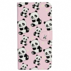 Lederhüllen iPhone 16 Pro Kleine Pandas Mit Riemen