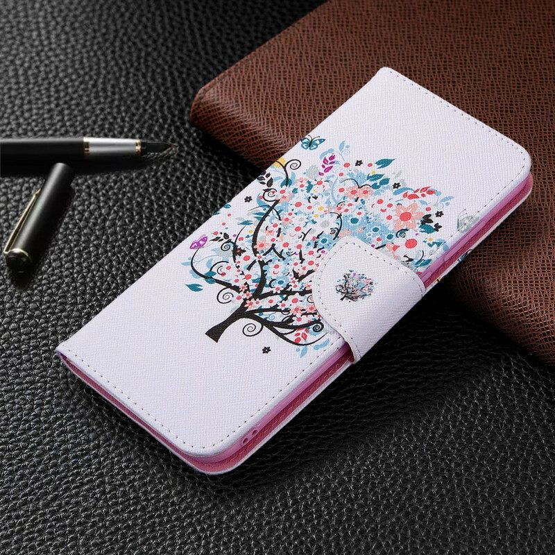 Flip Case Für Samsung Galaxy M11 Geblümter Baum