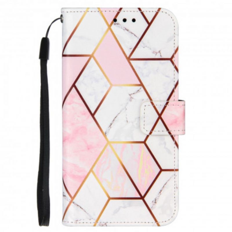 Flip Case Für Samsung Galaxy M11 Geometrischer Marmor