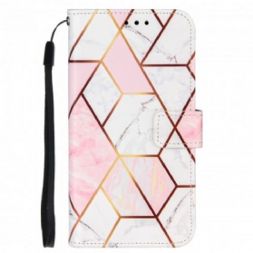 Flip Case Für Samsung Galaxy M11 Geometrischer Marmor