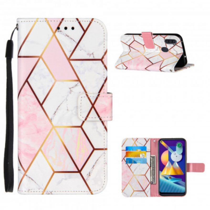 Flip Case Für Samsung Galaxy M11 Geometrischer Marmor