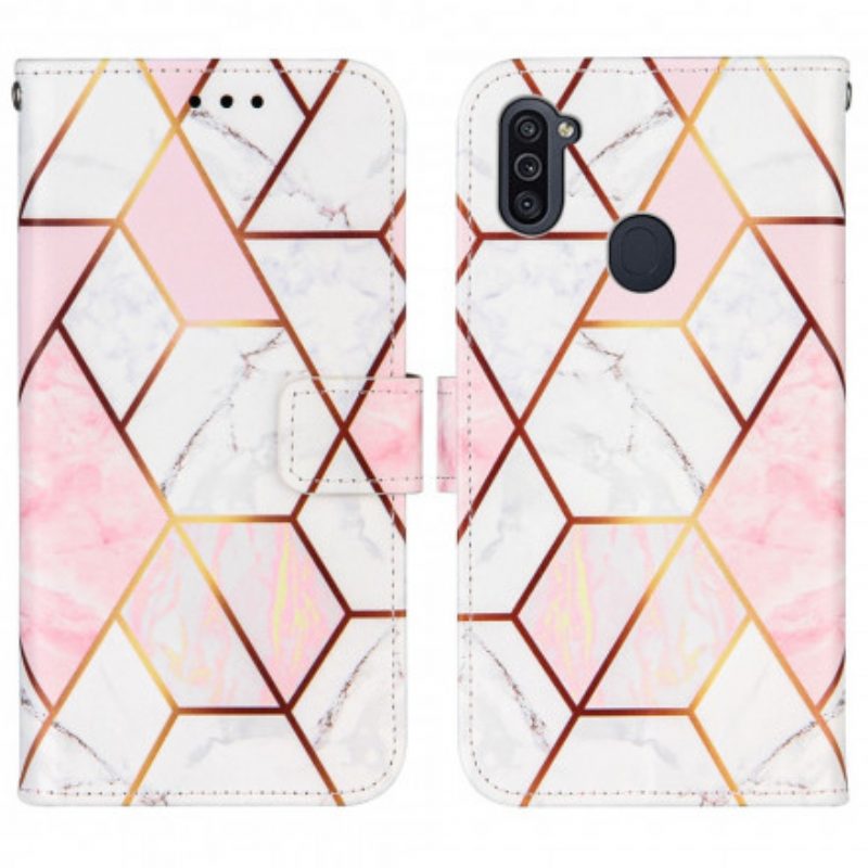 Flip Case Für Samsung Galaxy M11 Geometrischer Marmor