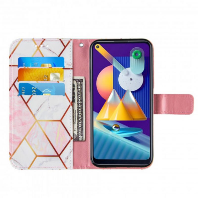 Flip Case Für Samsung Galaxy M11 Geometrischer Marmor