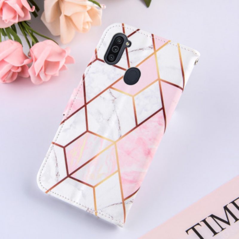 Flip Case Für Samsung Galaxy M11 Geometrischer Marmor