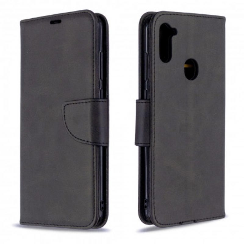 Lederhüllen Für Samsung Galaxy M11 Flip Case Glatte Klappe Schräg