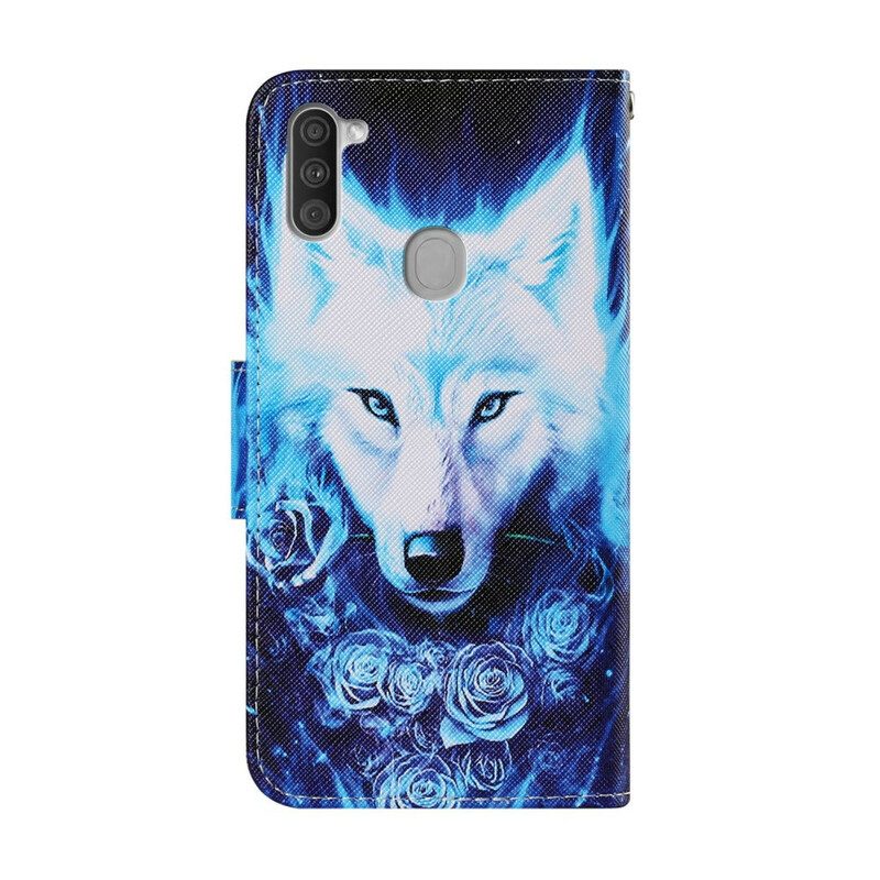 Lederhüllen Für Samsung Galaxy M11 Weißer Wolf