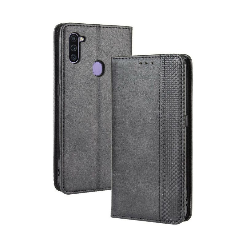 Schutzhülle Für Samsung Galaxy M11 Flip Case Stilisierter Vintage-ledereffekt