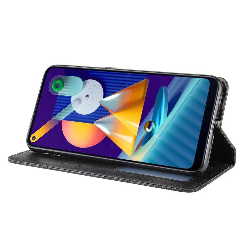 Schutzhülle Für Samsung Galaxy M11 Flip Case Stilisierter Vintage-ledereffekt