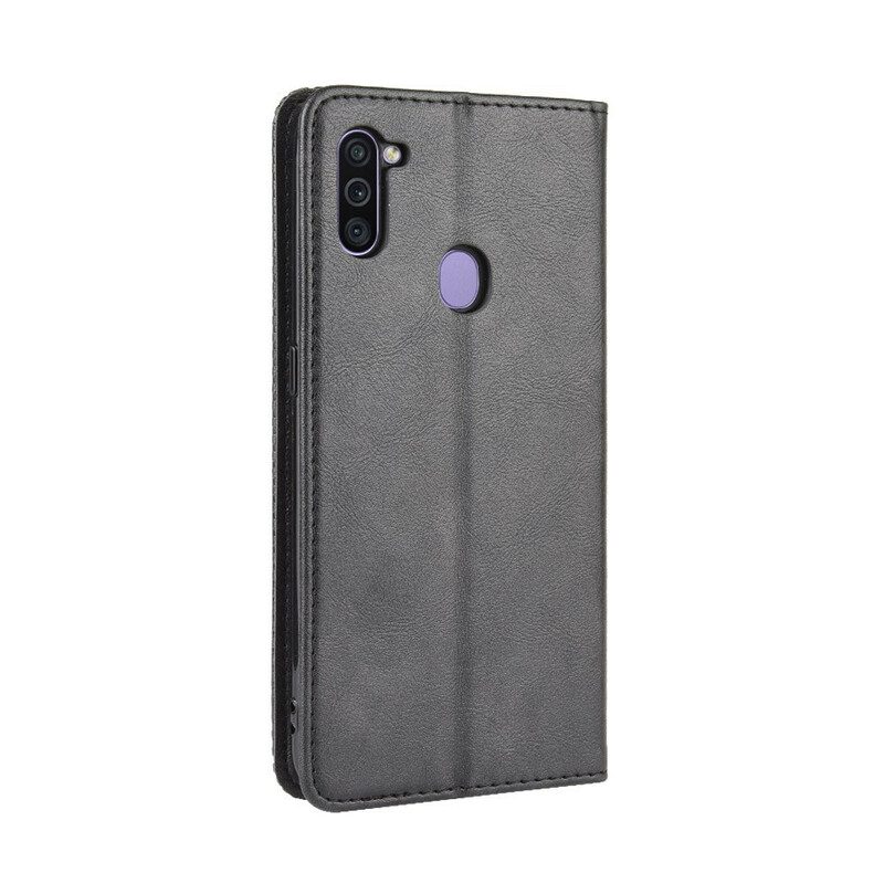 Schutzhülle Für Samsung Galaxy M11 Flip Case Stilisierter Vintage-ledereffekt