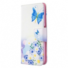 Flip Case Für Huawei P40 Lite Bemalte Schmetterlinge Und Blumen