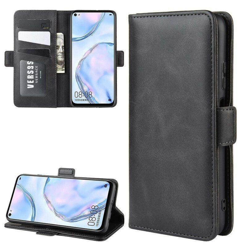 Flip Case Für Huawei P40 Lite Flip Case Doppelte Klappe