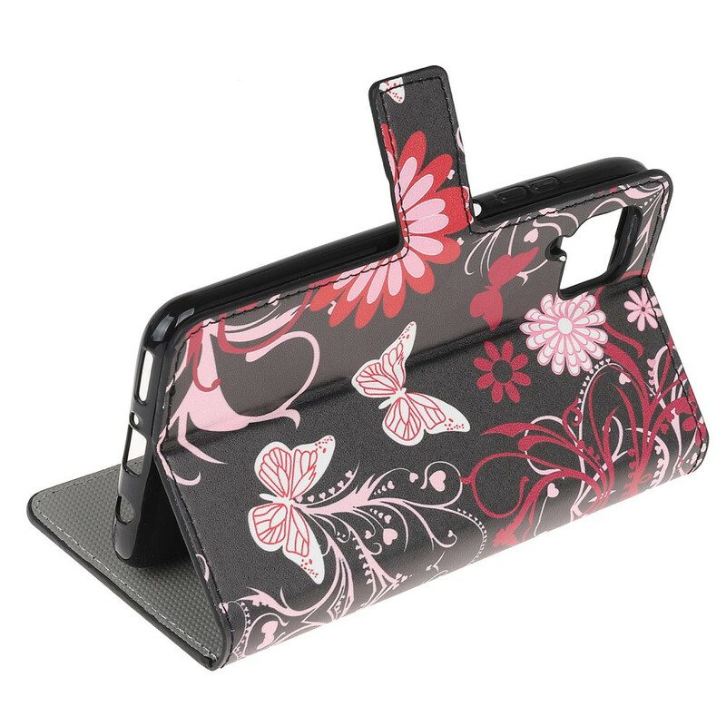 Flip Case Für Huawei P40 Lite Schmetterlinge Und Blumen