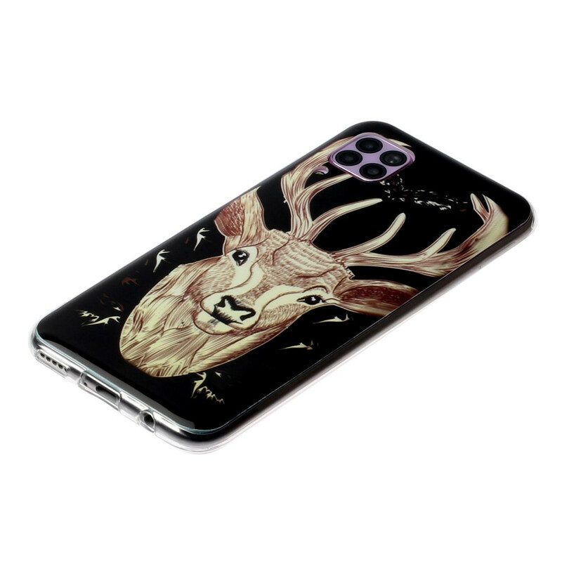 Handyhülle Für Huawei P40 Lite Fluoreszierender Majestätischer Hirsch