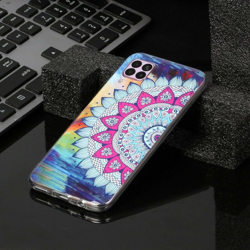 Handyhülle Für Huawei P40 Lite Fluoreszierendes Eulen-mandala