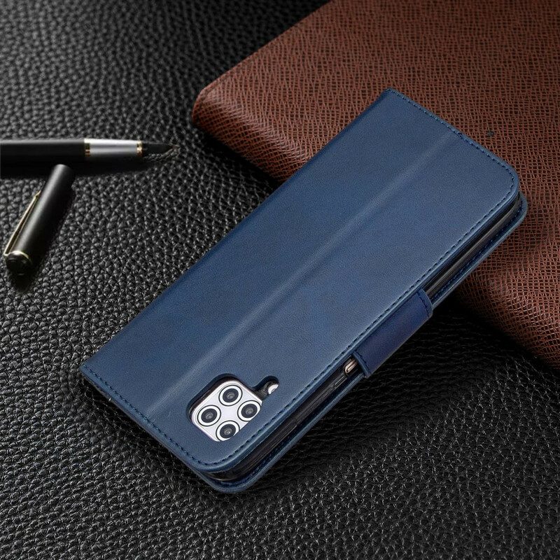 Lederhüllen Für Huawei P40 Lite Flip Case Glatte Klappe Schräg