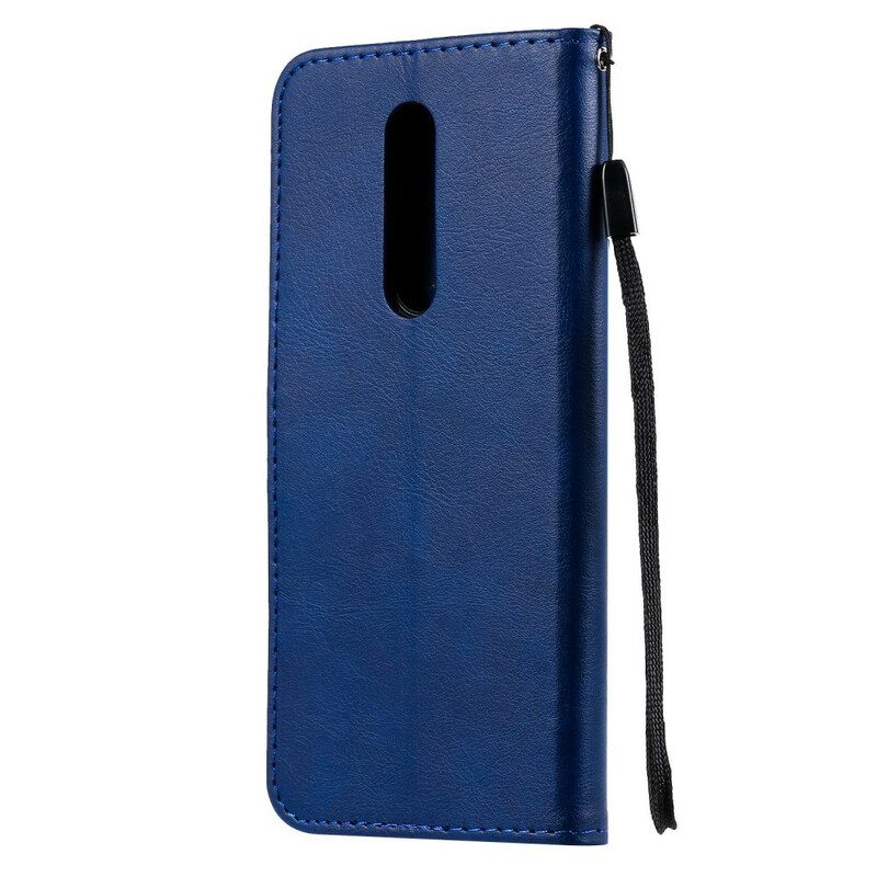 Flip Case Für OnePlus 8 Mit Kordel Riemchenledereffekt