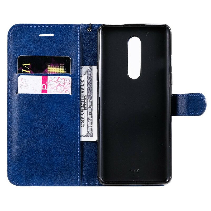 Flip Case Für OnePlus 8 Mit Kordel Riemchenledereffekt