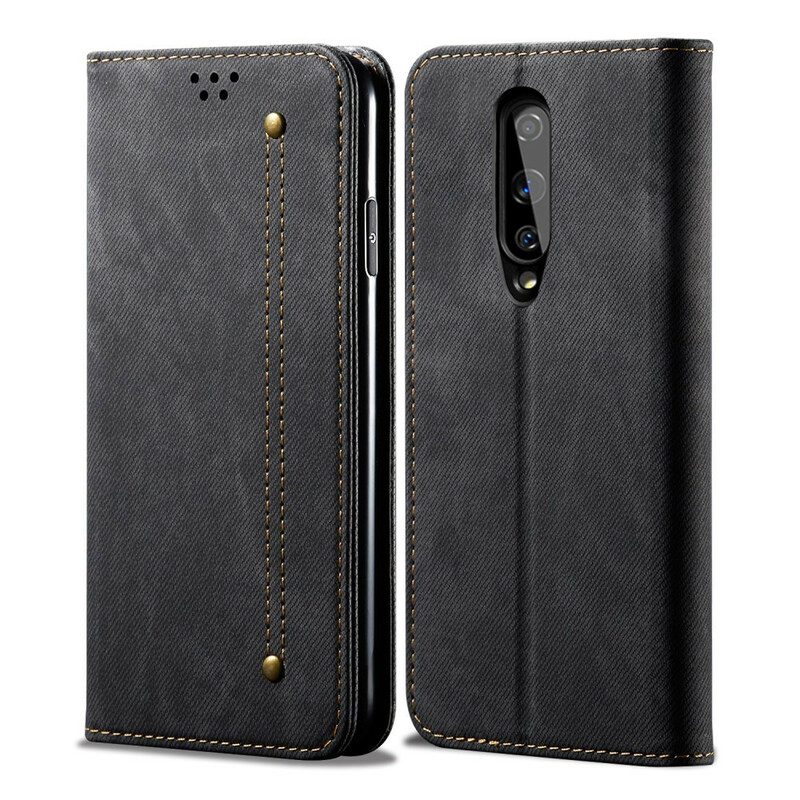 Schutzhülle Für OnePlus 8 Flip Case Kunstleder-jeans-textur