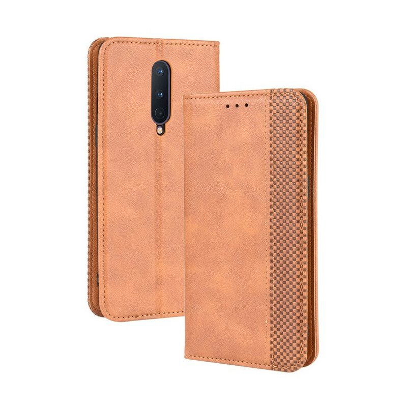 Schutzhülle Für OnePlus 8 Flip Case Stilisierter Vintage-ledereffekt