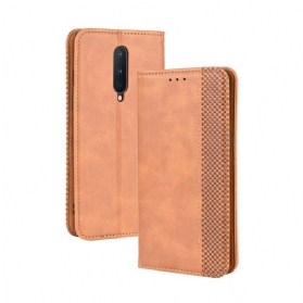 Schutzhülle Für OnePlus 8 Flip Case Stilisierter Vintage-ledereffekt