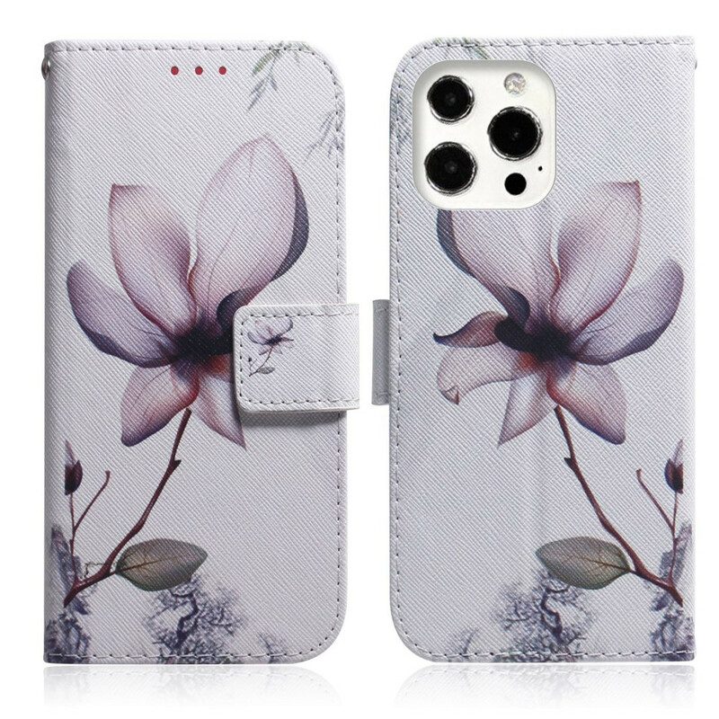 Flip Case Für iPhone 13 Pro Blume Staubiges Rosa