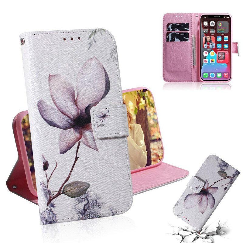 Flip Case Für iPhone 13 Pro Blume Staubiges Rosa