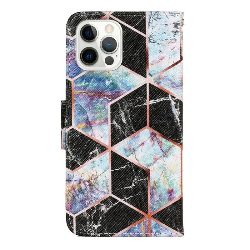 Flip Case Für iPhone 13 Pro Geometrischer Marmorstil