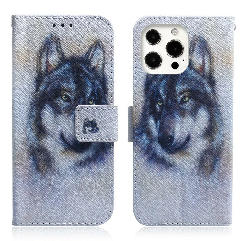 Flip Case Für iPhone 13 Pro Hunde-look