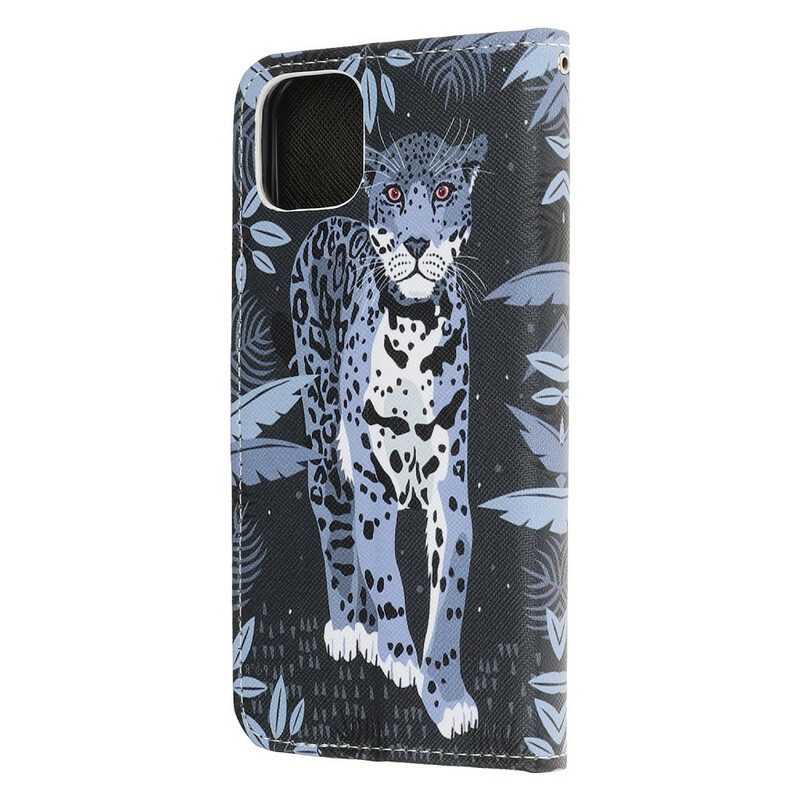 Flip Case Für iPhone 13 Pro Mit Kordel Riemchen-leopard