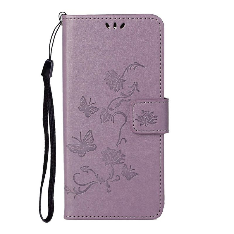 Flip Case Für iPhone 13 Pro Mit Kordel Schmetterlings- Und Blumenarmband