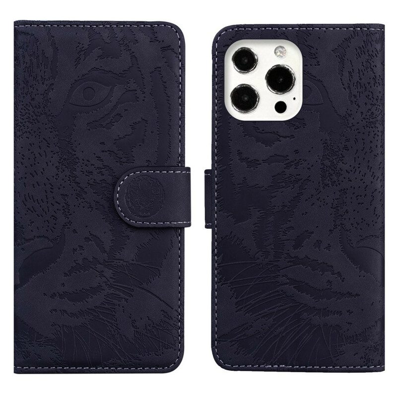 Flip Case Für iPhone 13 Pro Tiger-gesichtsdruck