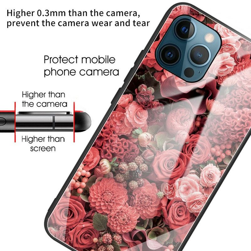 Hülle Für iPhone 13 Pro Rosenblüten Aus Gehärtetem Glas