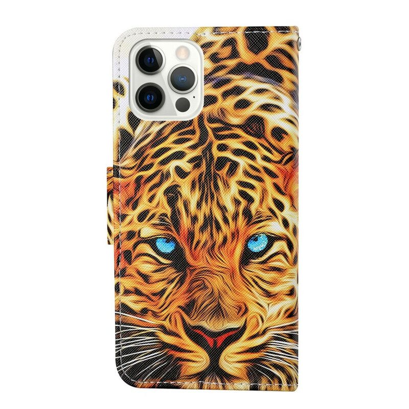 Lederhüllen Für iPhone 13 Pro Tiger Mit Schlüsselband