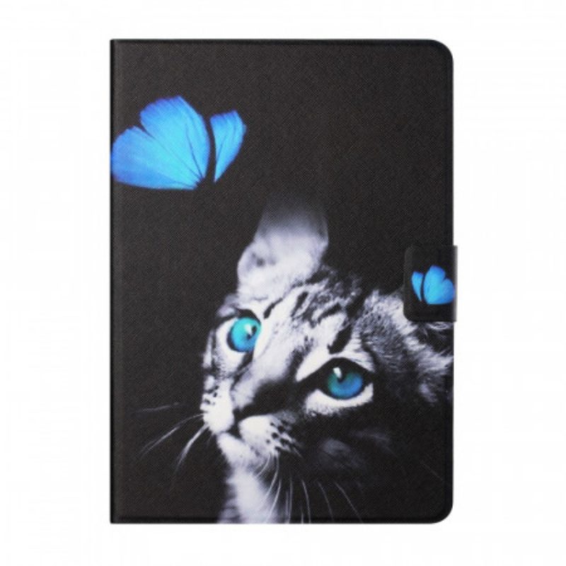 Flip Case Für iPad Mini 6 (2021) Blaue Katze Und Schmetterling