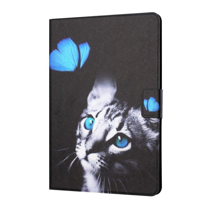 Flip Case Für iPad Mini 6 (2021) Blaue Katze Und Schmetterling