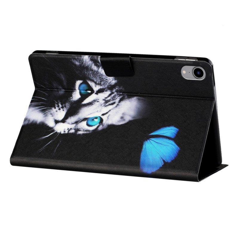 Flip Case Für iPad Mini 6 (2021) Blaue Katze Und Schmetterling