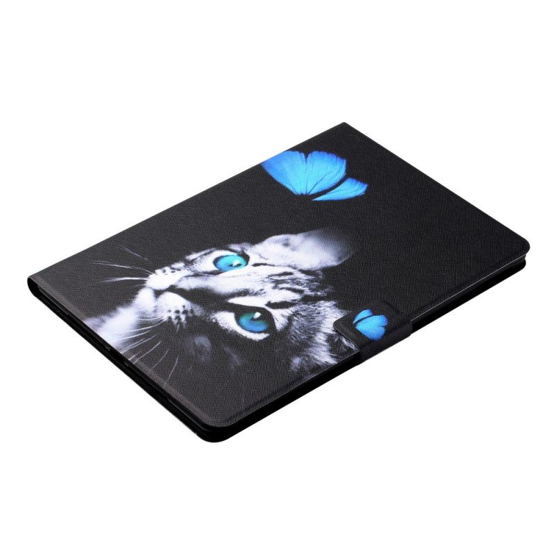 Flip Case Für iPad Mini 6 (2021) Blaue Katze Und Schmetterling