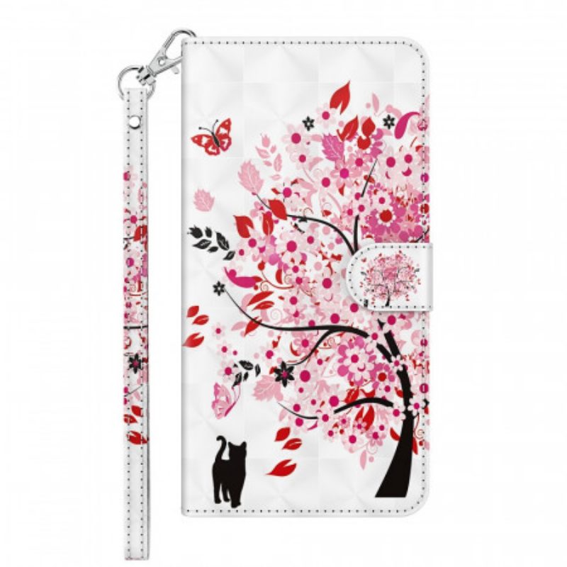 Flip Case Für Xiaomi Redmi Note 11 Pro / 11 Pro 5G Rosa Baum Und Schwarze Katze