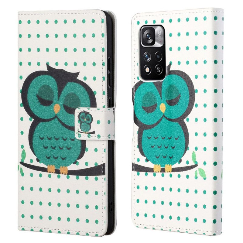 Flip Case Für Xiaomi Redmi Note 11 Pro / 11 Pro 5G Schlafende Eule