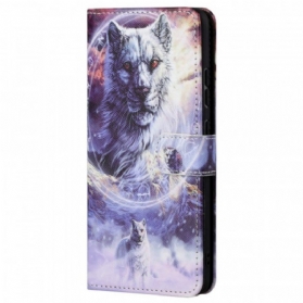 Flip Case Für Xiaomi Redmi Note 11 Pro / 11 Pro 5G Wolf Im Winter Mit Schlüsselband