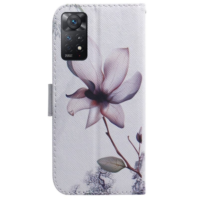 Lederhüllen Für Xiaomi Redmi Note 11 Pro / 11 Pro 5G Blume Staubiges Rosa