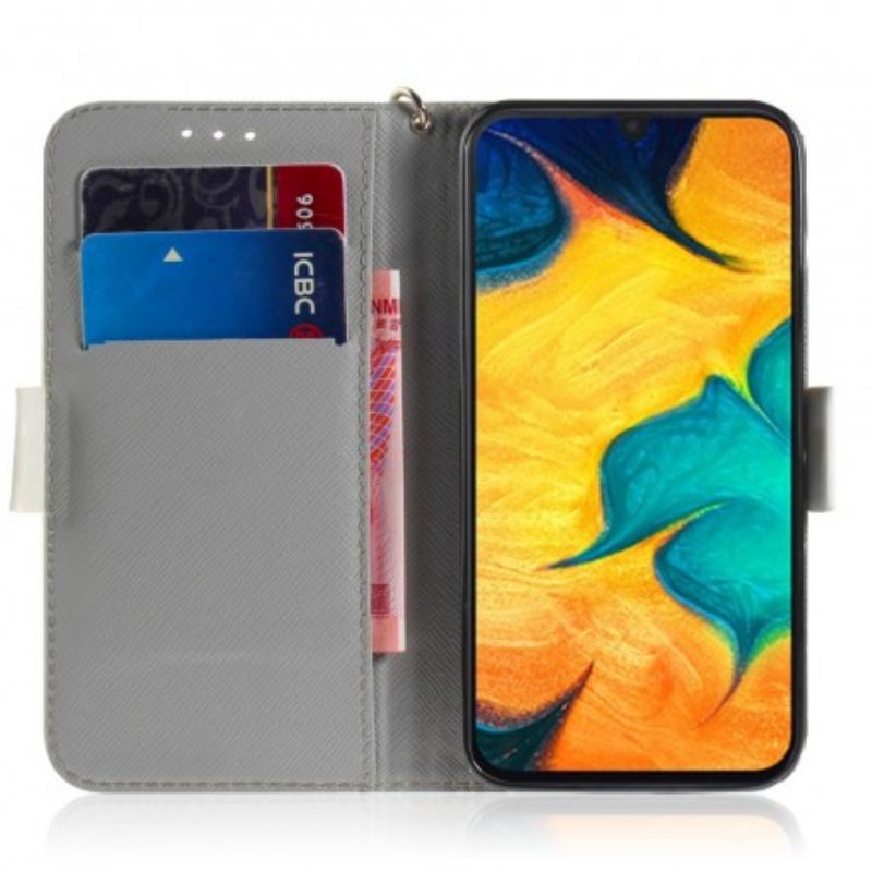 Flip Case Für Samsung Galaxy A30 Mit Kordel Blühender Zweig Mit Riemen