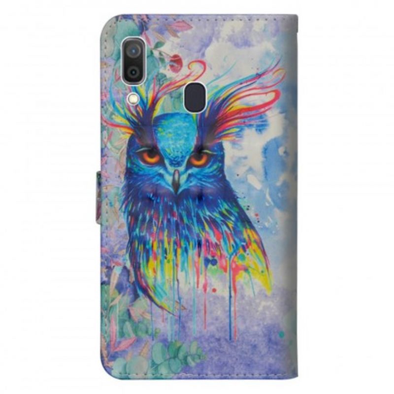 Lederhüllen Für Samsung Galaxy A30 Aquarellvogel