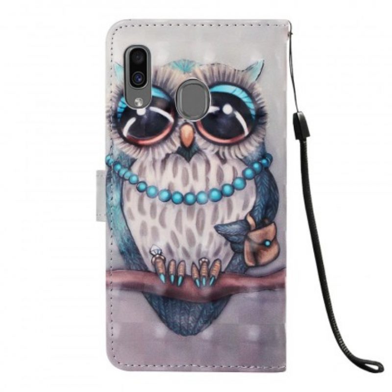 Lederhüllen Für Samsung Galaxy A30 Mit Kordel Miss Owl Mit Riemen