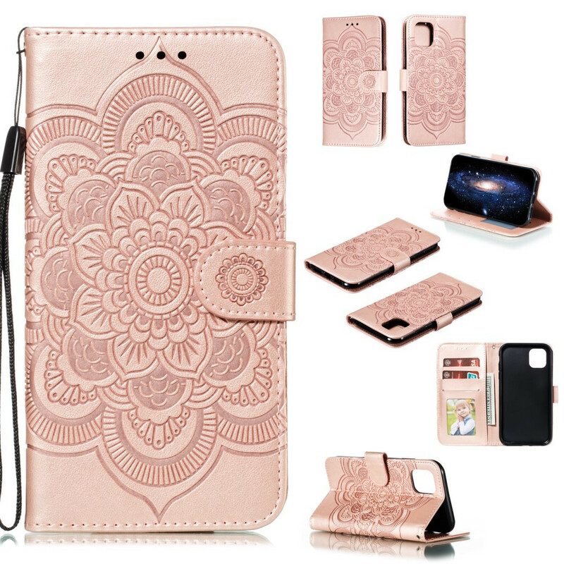 Flip Case Für iPhone 11 Mit Kordel Mandala Mit Vollem Riemen