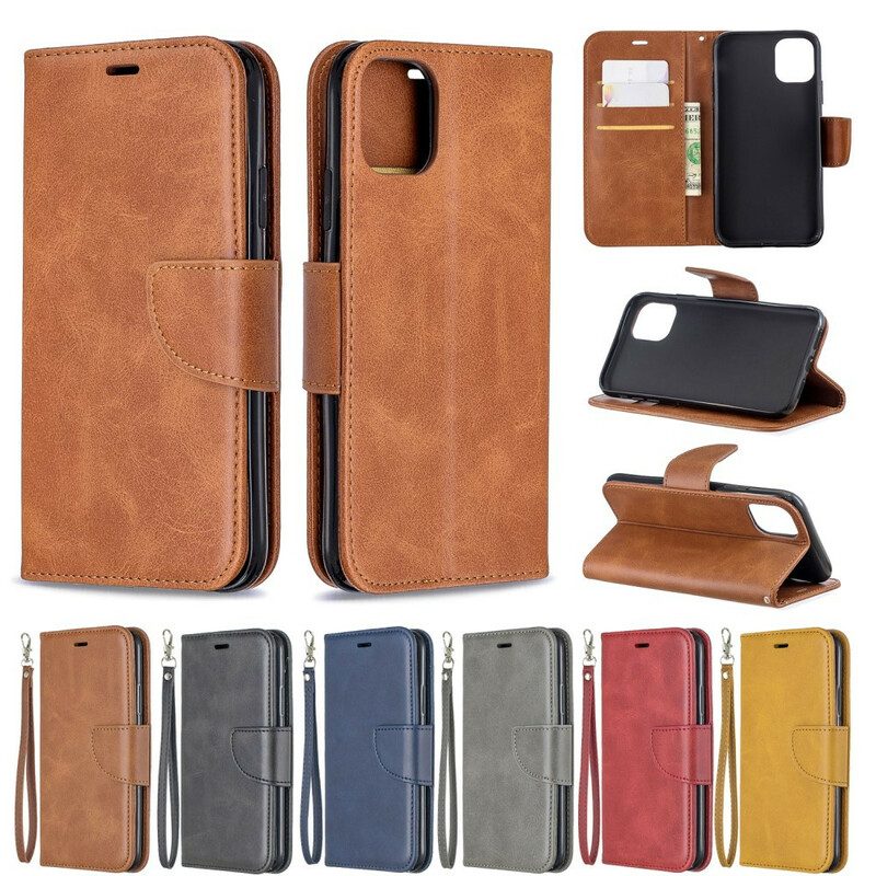 Flip Case Für iPhone 11 Mit Kordel Riemchenleder-stil